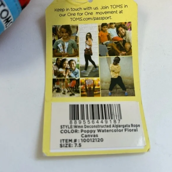 Toms NWT Deconstructed Alpargata Rope Poppy Watercolor Floral Loafer Flats / 7.5 - Picture 4 of 9